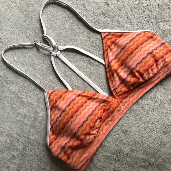 Athleta Other - Athleta Coral Sunset Ripple Triangle Strappy Padded Bikini Swim Top Medium Sz M